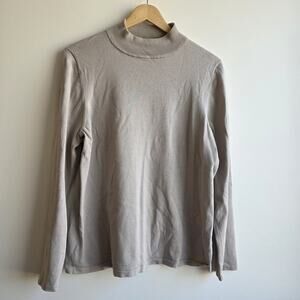 Pendelton Womens Large Mock Beige Blouse Silk Blend Quiet Luxury Capsule Minimal